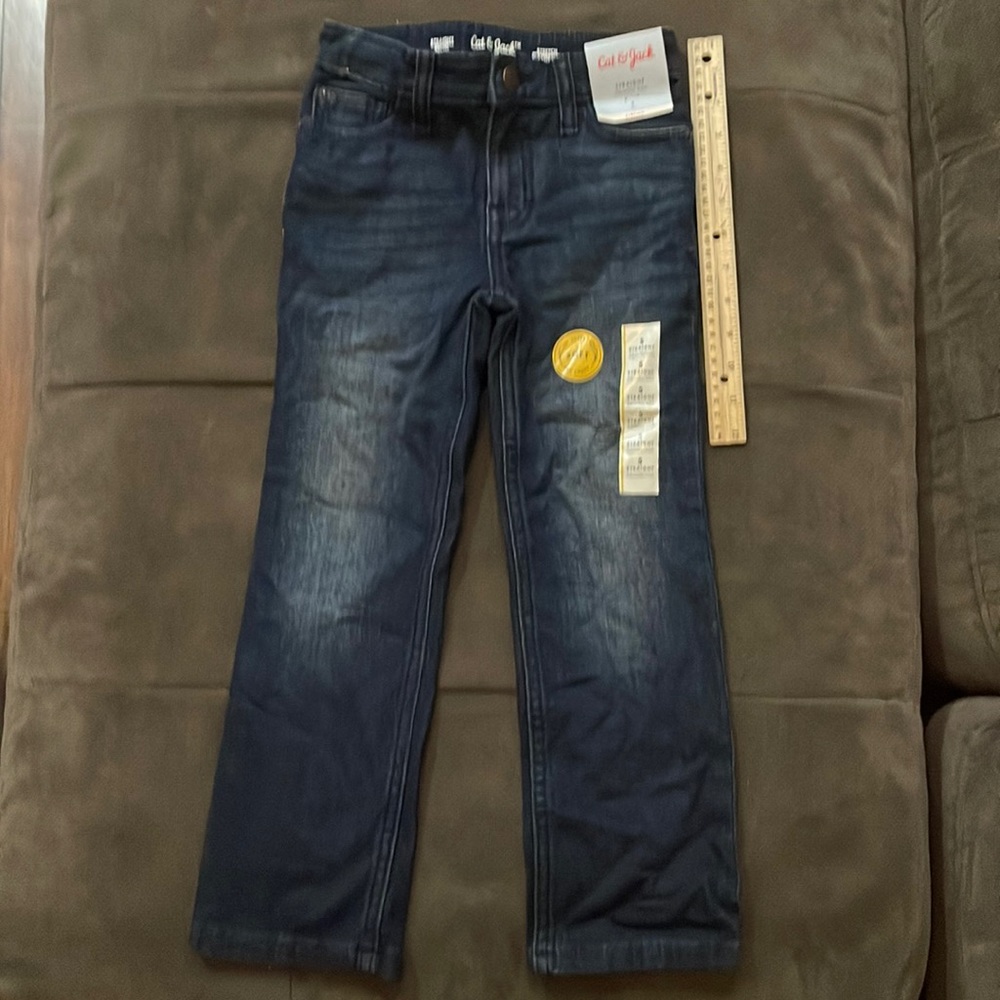 Boys Jeans - Cat & Jack size 5 strait leg adjustable waist soft jeans